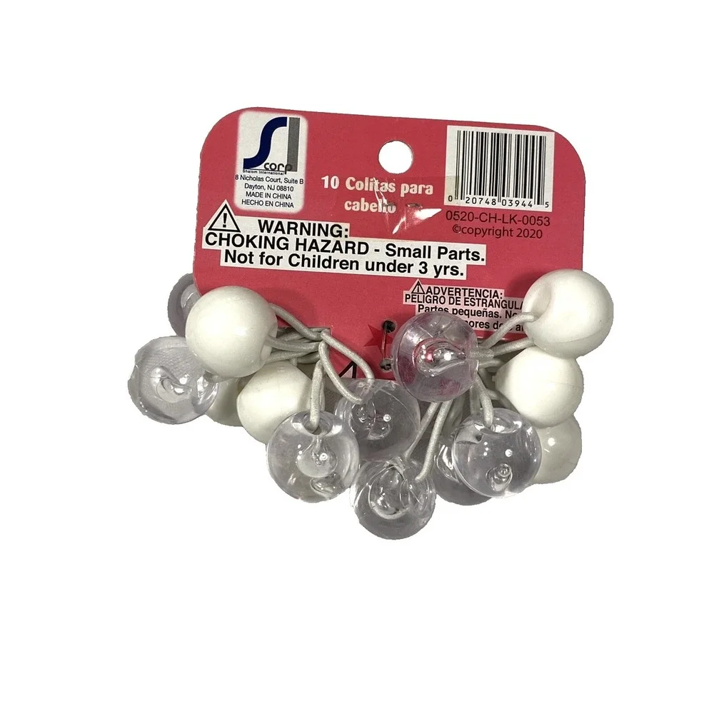 hair ties BEJEWELED pony holders with‎ white beads 1 pack of 10